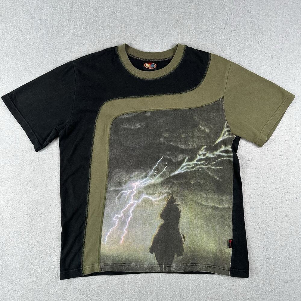 Vtg Y2K Martini Ranch T-Shirt Men’s Medium Cowboy‎ Lightning Graphic Western